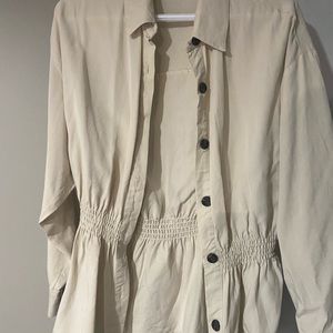 Bershka button up cinch waist top